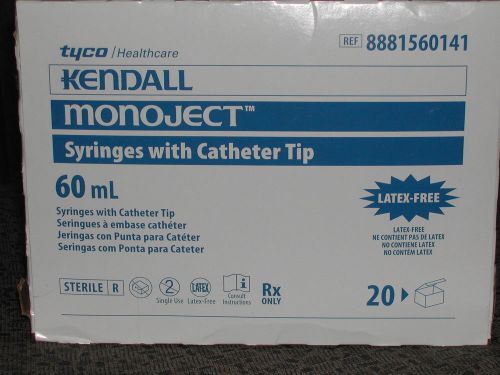 60cc 60ml kendall monoject catheter tip plastic disposable syringes 20ct box for sale