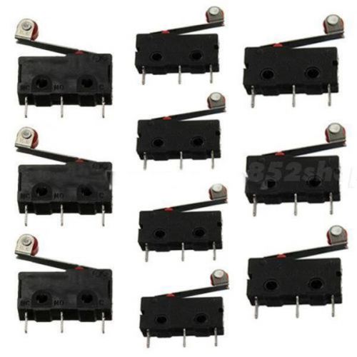 10pcs kw12-3 micro roller lever arm normally open close limit switch black shpt for sale