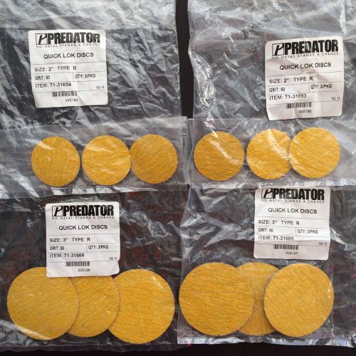 PREDATOR - 12 Quick Lok Discs - 4 (3 Packs) of 2&#034; 80 &amp; 60 Grit, 3&#034; 80 &amp; 60 Grit