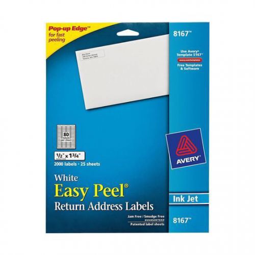 NEW Avery 8167 (5167) Inkjet Labels - Mailing (1-3/4&#034;x1/2&#034;) - 2000/PK - White