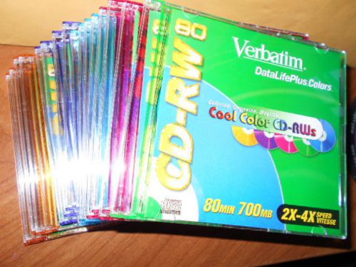 1 Verbatim Datalife Plus Color 80min 700MB Compact Disc Rewritable CD-RW * NEW