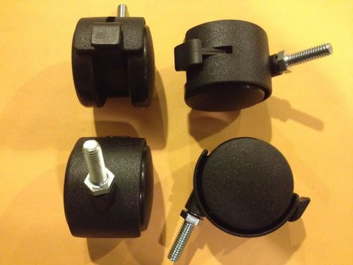 2&#034; Swivel Locking Office Chair Casters - Set of 4 Dual Wheel Threaded Stem