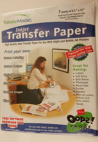 TransferMagic Inkjet Transfer Paper Light Colored Fabric 5 Sheets Transfer Magic