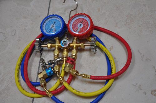 Tool Kit:Manifold Gauge R22+Hose Set+Car Quick Snap Couplers+R134a Can Tap HVAC