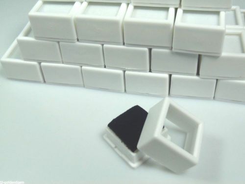 100pc white 1-1/16&#034;x3/4&#034; square glass top gem box storage/display gold/gem/coins for sale