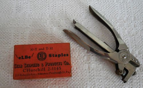 Vintage Neva-Clog Stapling Pliers Staple Gun#413570 With Box of eLBe Staples