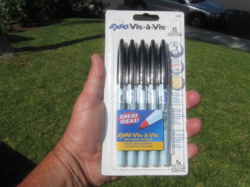 Expo Vis-A-Vis Wet Erase Markers, 5 Black Markers 16665