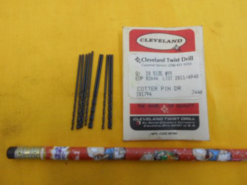 LOT of 10 NEW #55 STRAIGHT SHANK DRILL BITS jobber cotter pin hss CLEVELAND USA