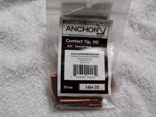 ANCHOR 10 PACK 14H-35 WELDING CONTACT TIPS TWECO #2, 3, 4 ANCHOR 250/400 MIG GUN