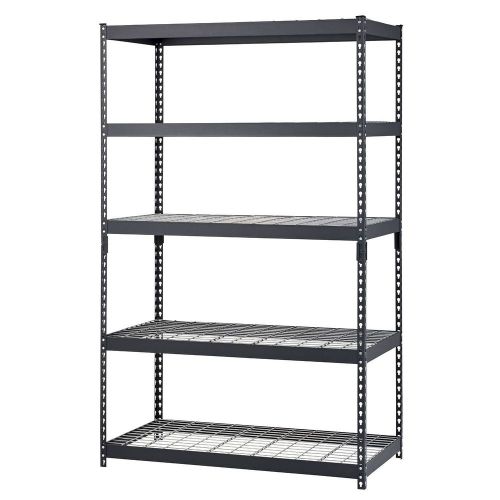 Muscle Rack 5-Shelf Heavy Duty Steel Shelving, Black Restaurant AB754213