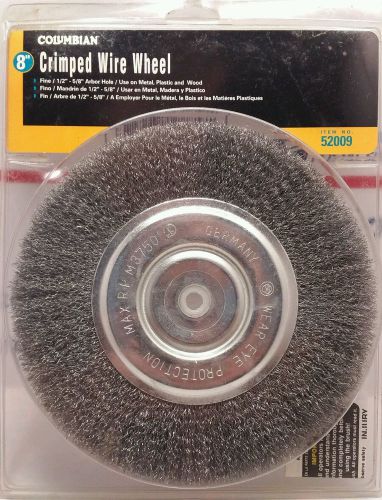 COLUMBIAN Crimped Wire Wheel 8&#034; Fine 1/2&#034; - 5/8&#034; Arbor Hole Metal-Wood-Plastic