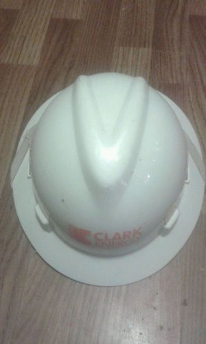 White hard hat rachet adjustable band