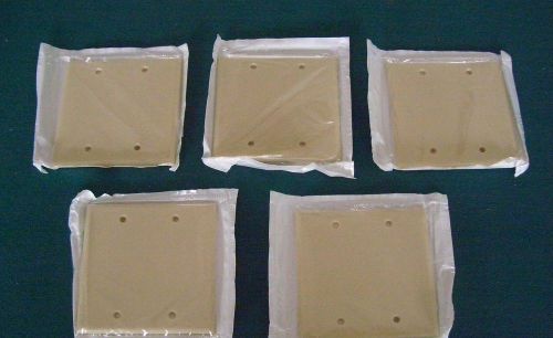 QUANTITY OF (5) NEW LEVITON #86025 2-GANG BLANK IVORY PLATES