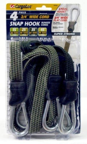 CargoLoc 89956 Snap-Hook Flat Bungee Cords Assortment, 4-Piece