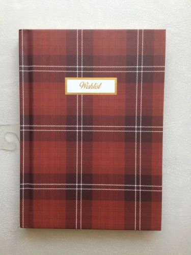 H&amp;M 1Pc Notebook Memo Paper Whishlist  Book Wine Gold Border Strip Hard Cover