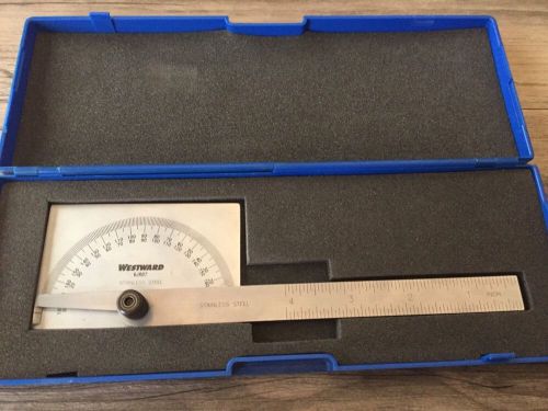 Westward Protractor 6JR87 180 Degree Stainless Steel, 4&#034; w/Case