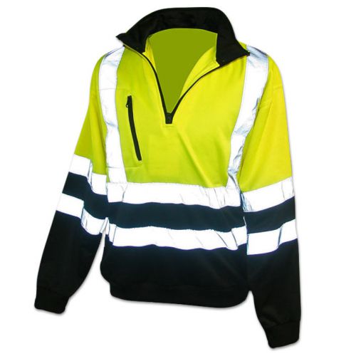 HI-VIS Pullover Safety Fleece, Black Bottom, CLASS 3 ANSI Quarter Zip