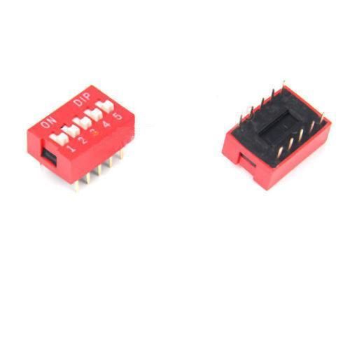 50Pcs Slide Type Switch Module 2.54mm 5-Bit 5 Position Way DIP Red Pitch