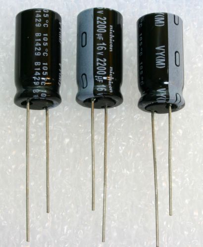 3x   Nichicon VY 2200uF 16v 105C 10x20mm GENUINE Elec Capacitor USA Seller