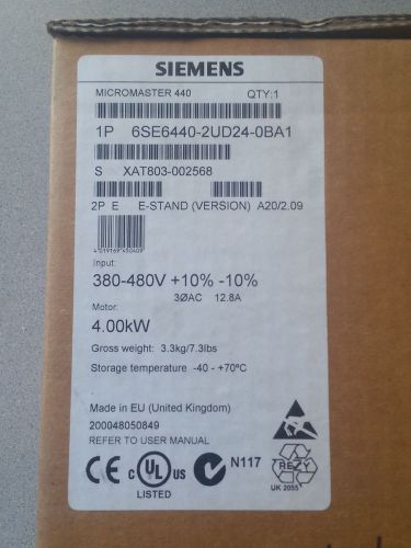 SIEMENS MICROMASTER 440 6SE6440-2UD24-0BA1 5HP AC DRIVE