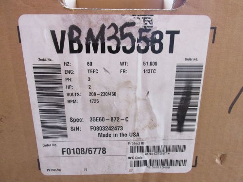 Baldor VBM3558T Electric Motor 2 HP, 1725, 145TC, 230/460-3 With Brake NEW!!!