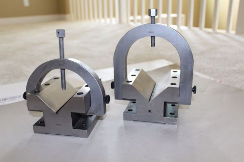 Set of 2 large Toolmaker&#039;s V Blocks, HARDENED STEEL!