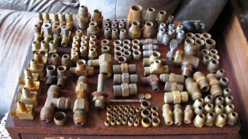 Vintage fittings.....lot of 150+ pcs....brass,copper, metal.......l@@k! for sale