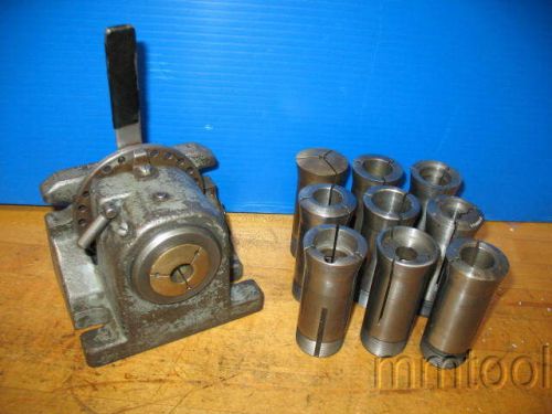 5C COLLET INDEXER HORIZONTAL-VERTICAL W/10 MISC 5C COLLETS SOUTHBEND, HARDINGE