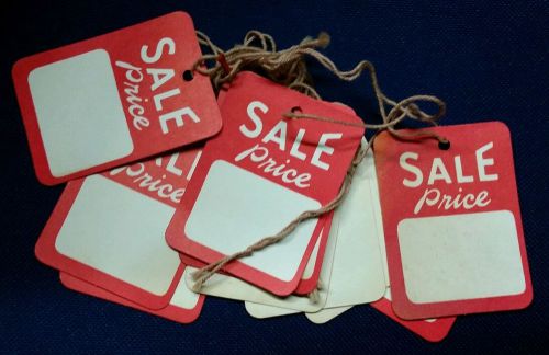 10 RARE Vintage Department STORE Type Paper SALE PRICE Hang Tags Red &amp; White WOW