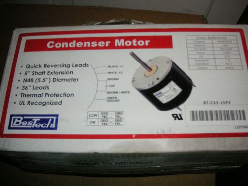 Bestech condenser motor bt-c33-1sp2. 1/3 hp, 1075 rpm, 208/230v, emerson 1861 for sale