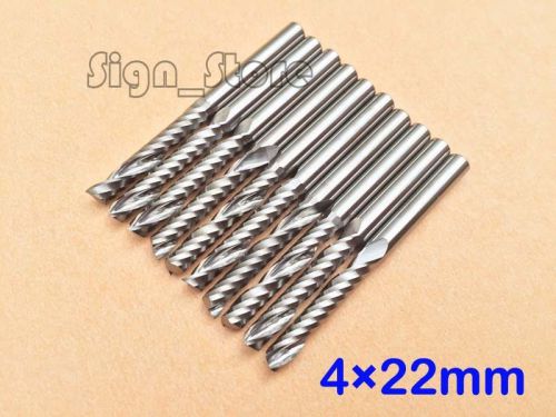 Promotion!!! 10pc Carbide endmill single flute spiral CNC router bits 4mm x 22mm