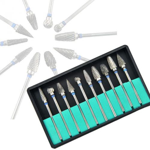 Bid! tungsten steel dental burs lab burrs tooth drill 10 pcs/ pack new for sale