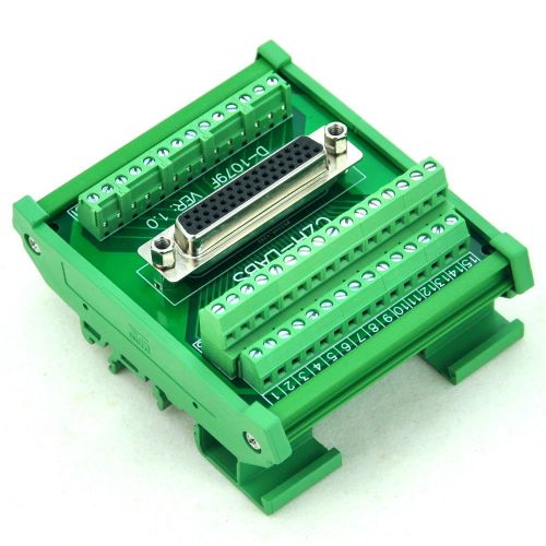 DIN Rail Mount D-SUB DB44HD Female Interface Module, Breakout Board, DSUB DB44.