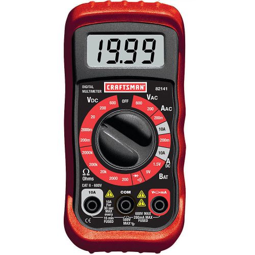 Craftsman 8 function digital multimeter with 20 ranges - 34-82141