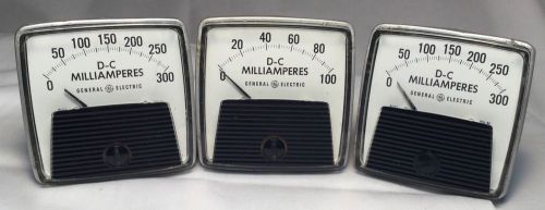 LOT 3~GE General Electric 0 to100 &amp; 300 Milliamperes DC Panel Meter - DW-91