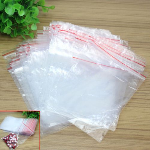 Hot 100x Clear Jewelry Ziplock Zip Zipped Lock Reclosable Plastic Poly Bag 9x13c