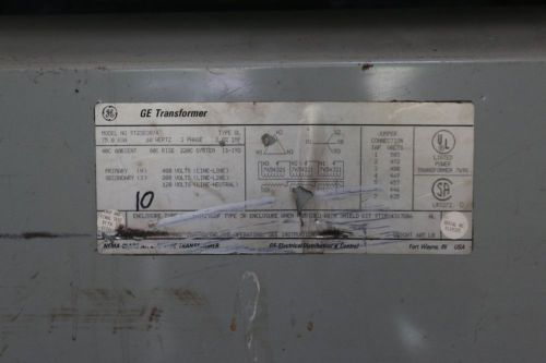 Dry Transformer 480-208/120volts 75.0KVA 60Hertz 3Phase General Electric GE