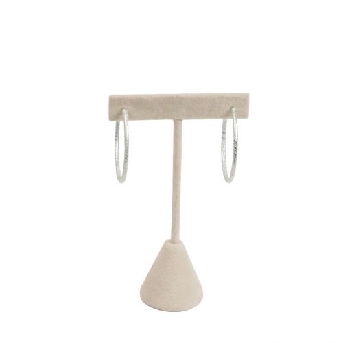 Beige Suede T-Bar Earring Jewelry Display Stand 4-3/4&#034;