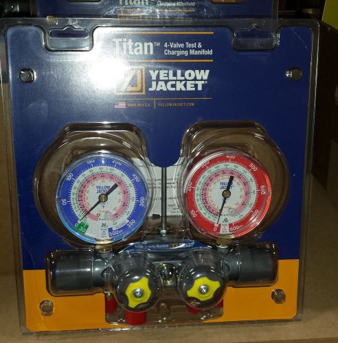 Yellow Jacket 49963 TITAN 4-Valve Manifold Gauge NO HOSES - damaged package!!!