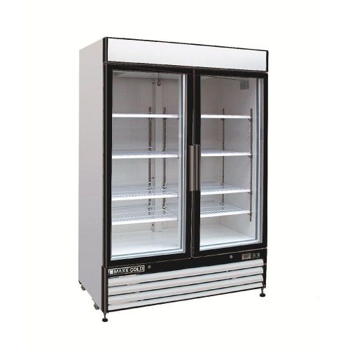 54&#039;&#039; two glass swinging  door maxx cold cooler ( white ) for sale