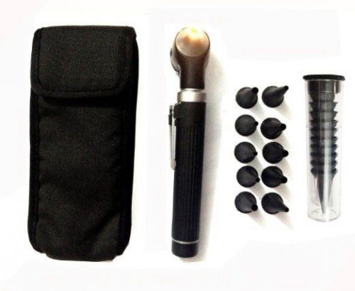 New Fiber Optic Mini Otoscope Set - Medical Diagnostic Examination Set Black