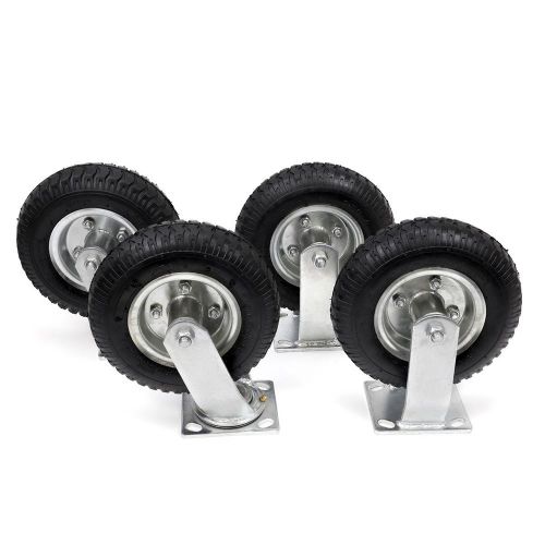 4Pcs 8&#034; Pneumatic Air Tire Wheel 2 Rigid + 2 Swivel HD Farm Cart Caster Large