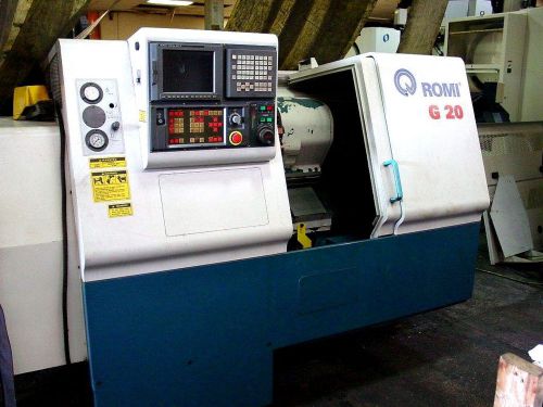 1999 romi model g-20 cnc lathe w/ fanuc 21i-t. 8&#034; hyd chk for sale