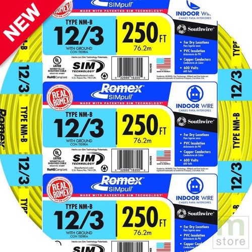 Romex 250 Ft. 12/3 Solid SIMpull NM-B Gauge Indoor Residential Electrical Wire