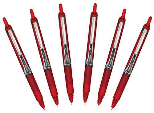 Pilot Precise V7 RT Retractable Rolling Ball Pens, Fine Point, Red Ink, 6 Pack