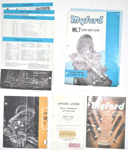 5pc MYFORD LATHE BROCHURE, PRICE LIST AND CATALOG LOT #RR886 Super7 ML7