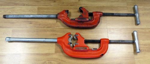 SET OF 2 RIDGID WHEEL PIPE CUTTER 44-S FOUR WHEEL / 4-S HEAVY DUTY 2 TO 4 INCH