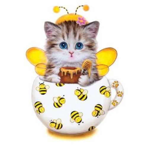 Bee cup glitter kitten heat press transfer print for t shirt sweatshirt bag 274n for sale