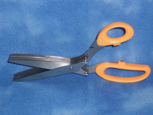 ORANGE HANDHELD 7 BLADE SHREDDING SHREDDER SCISSORS KITCHEN/OFFICE/CRAFT FRINGE