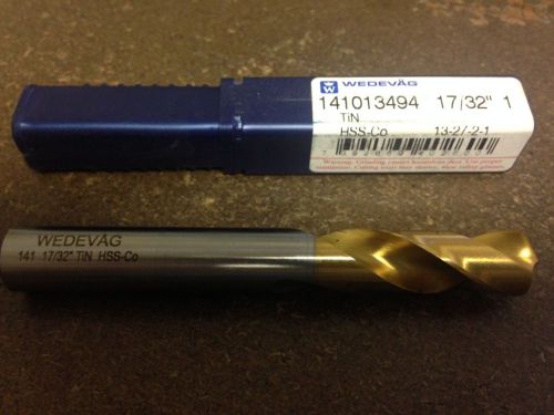 .5313&#034; 17/32&#034; HSCO TiN STUB DRILL